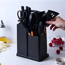 Ver imagem 2 de Kit Utensílios de Cozinha Jogo Completo 19 Peças Preto
