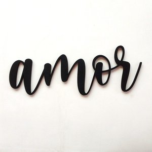 Adorno De Parede Amor 27cm - Palavra, Quadro, lettering - Toque 3D:Preto