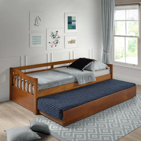 Sofá Cama Plus com Cama Auxiliar em Madeira Maciça Mv Mel