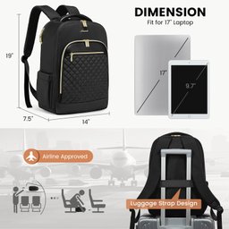 Lovevook Mochila Feminina para Laptop 17" Aprovada para Viagem (preto) - 5