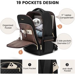 Lovevook Mochila Feminina para Laptop 17" Aprovada para Viagem (preto) - 2