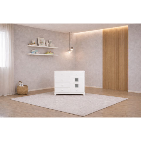 Cômoda Infantil 4 Gavetas 1 Porta Lunni - Mobibaby