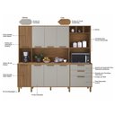 Ver imagem 4 de Kit Cozinha Porto 9 Portas 2 Gavetas MDP 219cm Freijo e Off White Indékes