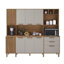 Ver imagem 1 de Kit Cozinha Porto 9 Portas 2 Gavetas MDP 219cm Freijo e Off White Indékes