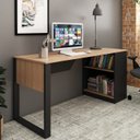 Ver imagem 2 de Escrivaninha Mesa Escritorio 2 Prateleiras Me4182 Amendoa Preto Tecno Mobili