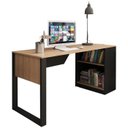 Ver imagem 1 de Escrivaninha Mesa Escritorio 2 Prateleiras Me4182 Amendoa Preto Tecno Mobili