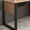 Ver imagem 6 de Escrivaninha Mesa Escritorio 2 Prateleiras Me4182 Amendoa Preto Tecno Mobili