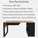 Ver imagem 3 de Escrivaninha Mesa Escritorio 2 Prateleiras Me4182 Amendoa Preto Tecno Mobili