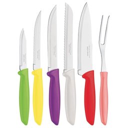Jogo de Facas Plenus com Lâminas em Aço Inox e Cabos de Polipropileno Colorido 6 Peças - 1