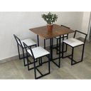 Ver imagem 1 de Conjunto Mesa 4 Cadeiras Pequena Estofado Branco Industrial Premium