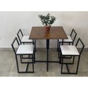 Ver imagem 3 de Conjunto Mesa 4 Cadeiras Pequena Estofado Branco Industrial Premium