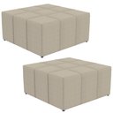 Ver imagem 1 de Kit 02 Puffs Quadrado Milano 90x90cm W01 Linho Bege