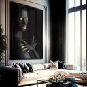 Ver imagem 1 de Quadro Decorativo Mulher Fashion em Moldura Caixa Tacolado Moldura Trad 1cm Branca com Vidro 20 X 30