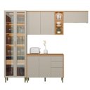 Ver imagem 1 de Cozinha Completa Allure 7 Portas 4 Gavetas 100% Mdf com Vidro Jequitibá/gris - Linea Brasil