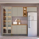 Ver imagem 2 de Cozinha Completa Allure 7 Portas 4 Gavetas 100% Mdf com Vidro Jequitibá/gris - Linea Brasil