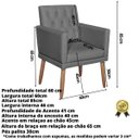 Ver imagem 2 de Poltrona Decorativa Tecido Corano para Sala de Espera Comercial Base Fixa Pés em Madeira Natural