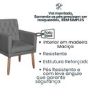 Ver imagem 3 de Poltrona Decorativa Tecido Corano para Sala de Espera Comercial Base Fixa Pés em Madeira Natural