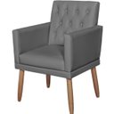 Ver imagem 1 de Poltrona Decorativa Tecido Corano para Sala de Espera Comercial Base Fixa Pés em Madeira Natural