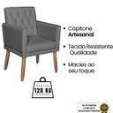 Ver imagem 4 de Poltrona Decorativa Tecido Corano para Sala de Espera Comercial Base Fixa Pés em Madeira Natural