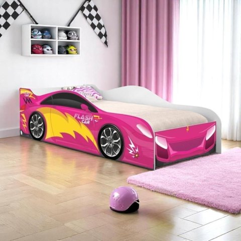Cama Solteiro Glow Menina Rosa Solteiro com Colchão