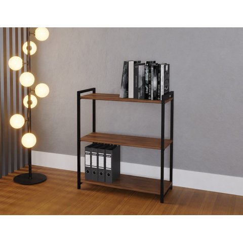 Estante Industrial 3 Prateleiras Perfect 70x34x85cm Nogal Preto