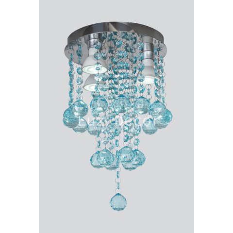 Pendente Para Sala Com Castanhas Bilhante Azul Tiffany:25CM/Bivolt