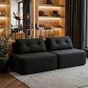 Ver imagem 1 de Sofá Modular Cielo 240cm Recepção Loja Sala de Estar Bouclê Preto - Montanaris Decor