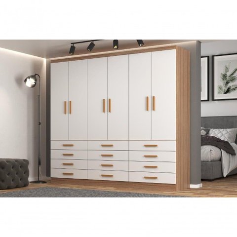 Guarda Roupas New Mônaco 6 Portas e 12 Gavetas - Branco / Demolição Branco / Demolição