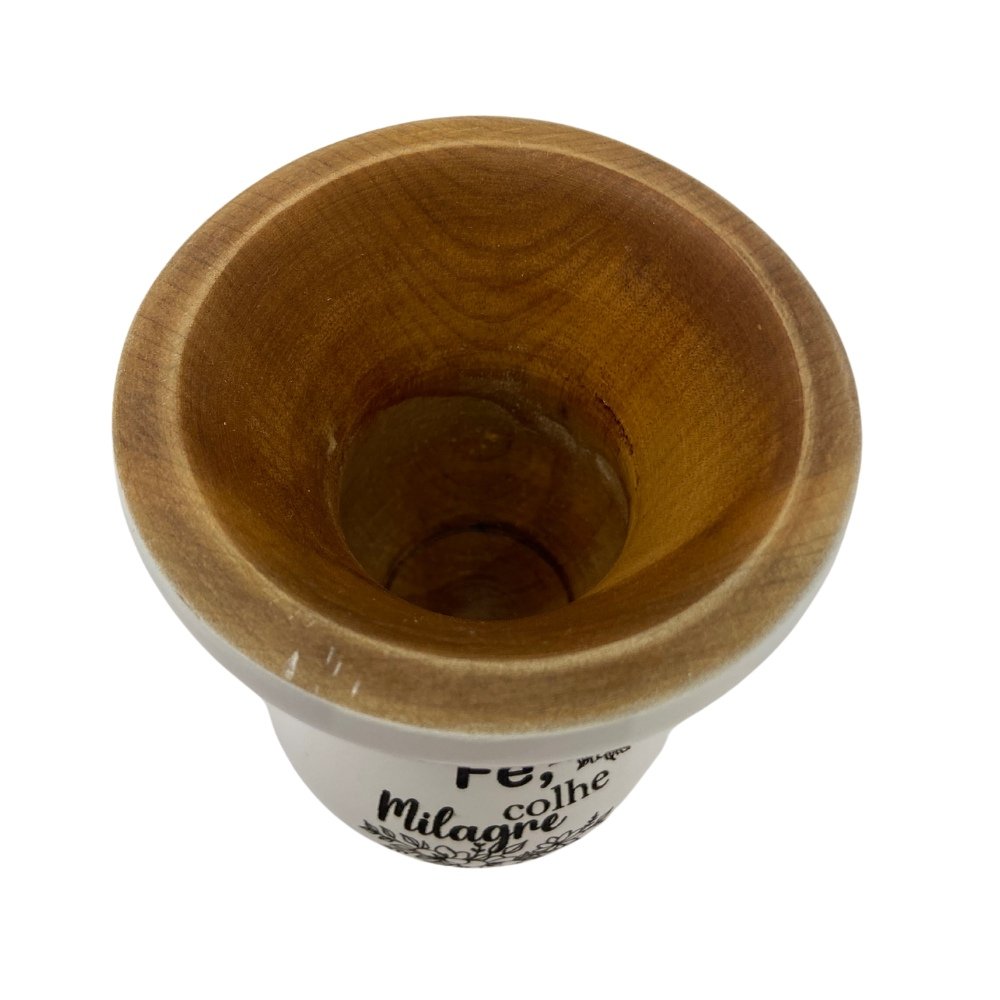 Cuia Laser Branco com Frase Fé - 4