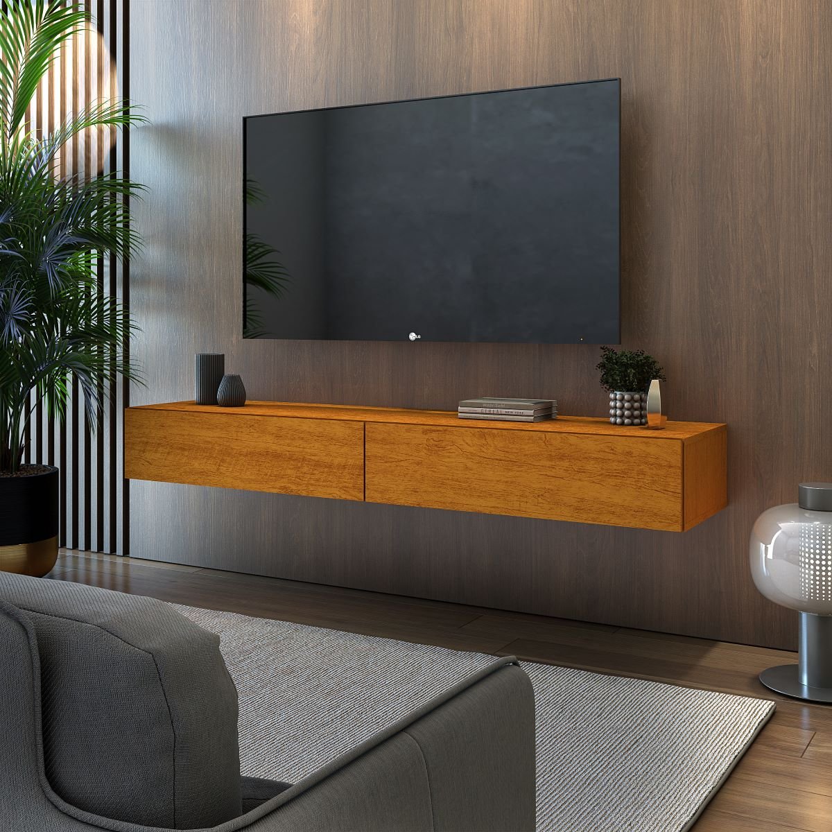 Rack Linha Eros para Tv Modelo Suspenso na Parede em Mdp/mdf Robusto:naturale