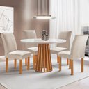 Ver imagem 1 de Mesa de Jantar 4 Lugares Kansas/Canela com Vidro Cinamomo/Off White/Suede Bege 17992 - Cel Móveis