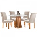 Ver imagem 2 de Mesa de Jantar 4 Lugares Kansas/Canela com Vidro Cinamomo/Off White/Suede Bege 17992 - Cel Móveis
