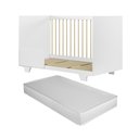 Ver imagem 1 de Berço Minicama Flocos Estilo Americano Quarto Grade de Proteção Bebê Conforto com Colchão Cor Branco