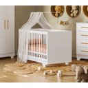 Ver imagem 2 de Berço Minicama Flocos Estilo Americano Quarto Grade de Proteção Bebê Conforto com Colchão Cor Branco