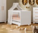 Ver imagem 2 de Berço Minicama Flocos Estilo Americano Quarto Grade de Proteção Bebê Conforto com Colchão Cor Branco