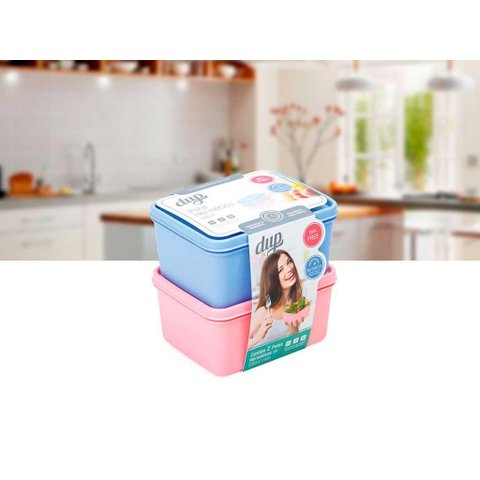 Conjunto 2 Potes Hermetico Quadrado 500ml Caribe Color Dup
