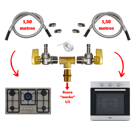 Kit Duas Mangueiras Aço Instalação Fogão e Forno 1,5m e 1,5m