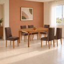 Ver imagem 1 de Conjunto de Mesa de Jantar Dublin 180 Tp MDF Laminado Canto Copo 6 Cadeiras Estela