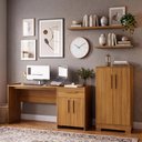 Ver imagem 1 de Kit Home Office Mesa 164cm + Armário Multiuso Alaska - Freijó