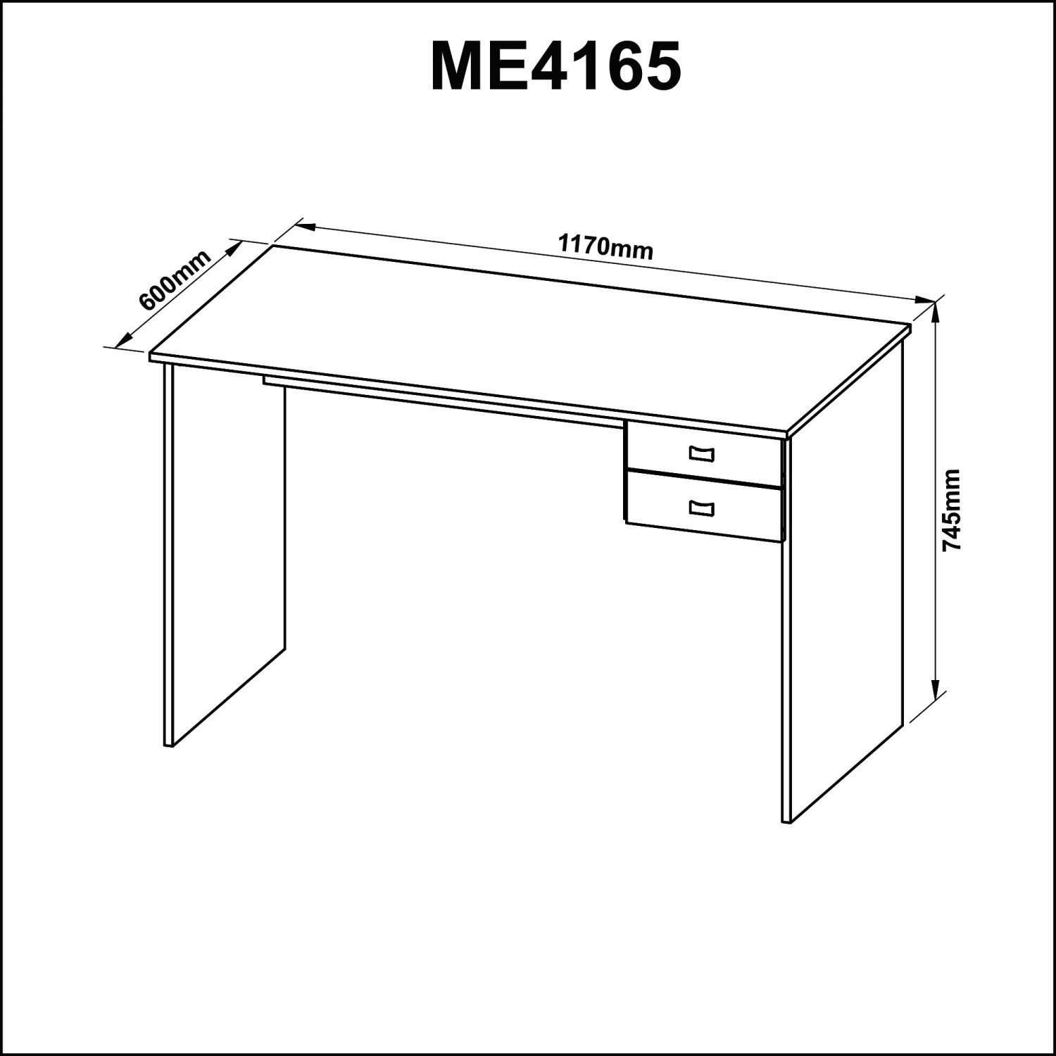 Escrivaninha 117Cm 2 Gavetas Me4165  - 3