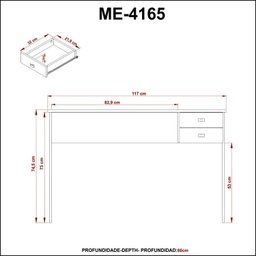Escrivaninha 117Cm 2 Gavetas Me4165  - 8