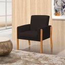 Ver imagem 2 de Kit 4 Poltronas Sala de Espera Pés em Madeira Santorini Linho Marrom Escuro