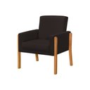 Ver imagem 3 de Kit 4 Poltronas Sala de Espera Pés em Madeira Santorini Linho Marrom Escuro