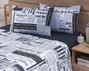 Ver imagem 1 de Jogo Lençol 4 Peças Cama Viúva 2,03mx1,20mx30cm 100% Algodão 180 Fios Ponto Palito Jornal Preto