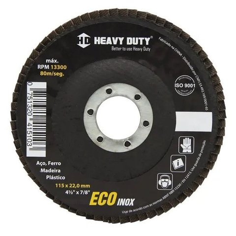 Disco Flap Ecoinox Fibra Conico 4.1/2 Grana 60 - 15 Unidades