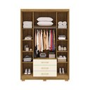 Ver imagem 3 de Guarda Roupa Pequeno Ep 4 Portas e 3 Gavetas Ideal para Quarto de Solteiro:nature-champanhe