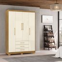 Ver imagem 1 de Guarda Roupa Pequeno Ep 4 Portas e 3 Gavetas Ideal para Quarto de Solteiro:nature-champanhe