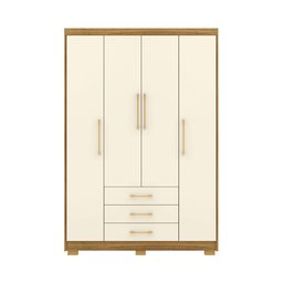 Guarda Roupa Pequeno Ep 4 Portas e 3 Gavetas Ideal para Quarto de Solteiro:nature-champanhe - 2