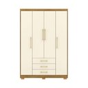 Ver imagem 2 de Guarda Roupa Pequeno Ep 4 Portas e 3 Gavetas Ideal para Quarto de Solteiro:nature-champanhe