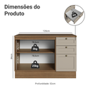 Ver imagem 4 de Balcão de Pia 120 cm 2 Portas 3 Gavetas (com Tampo) Rustic/Crema Vik Madesa